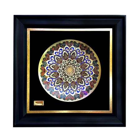 A framed picture of a circular design

AI-generated content may be incorrect.